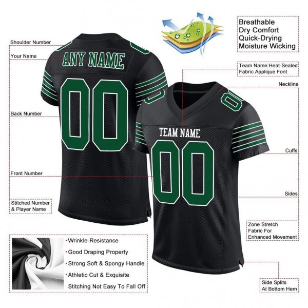 Preschool Custom Black Gotham Green-White Mesh Authentic Football Jersey