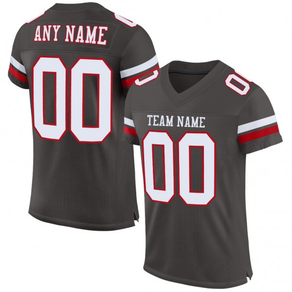 Preschool Custom Pewter White-Red Mesh Authentic Football Jersey