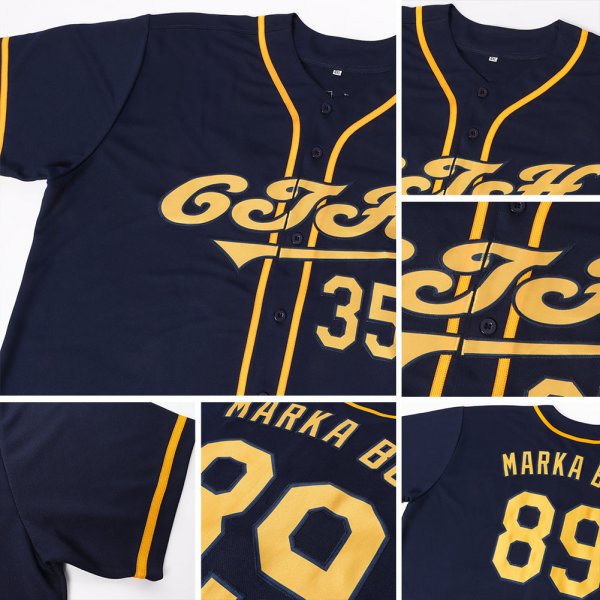 Preschool Custom Navy Gold Authentic Baseball Jersey