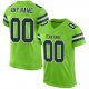 Men's Custom Neon Green Navy-White Mesh Authentic Football Jersey