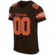 Men's Custom Brown Orange-White Mesh Authentic Football Jersey