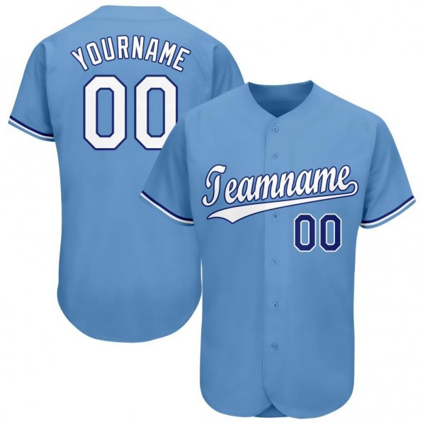 Youth Custom Light Blue White-Royal Baseball Jersey