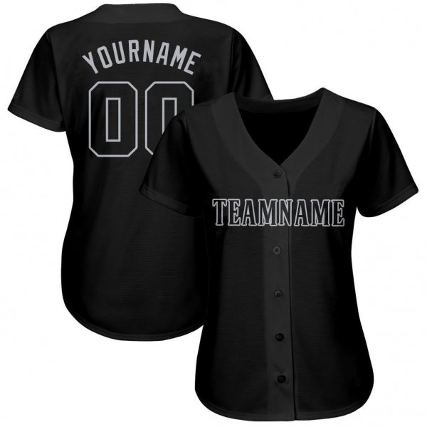 Women's Custom Black Gray Baseball Jersey