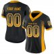 Women's Custom Black Gold-White Mesh Drift Fashion Football Jersey