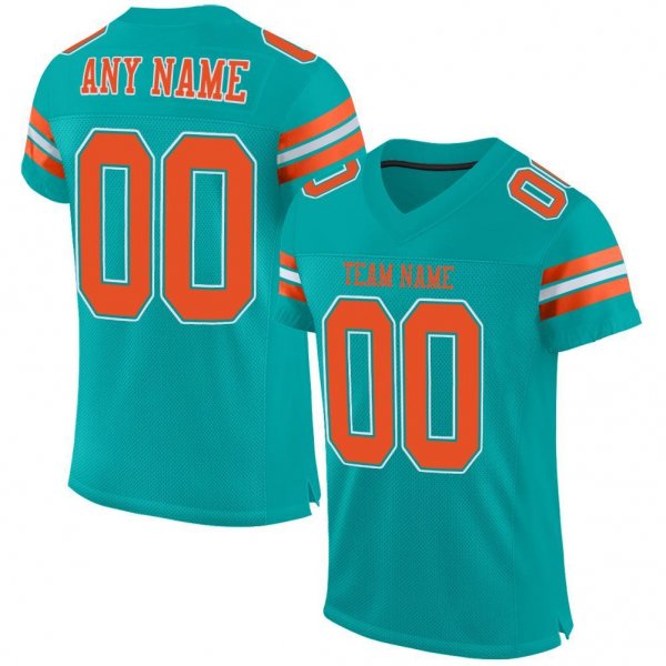 Preschool Custom Aqua Orange-White Mesh Authentic Football Jersey