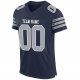 Kid's Custom Navy Gray-White Mesh Authentic Football Jersey