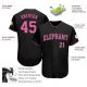 Kid's Custom Black Pink-White Authentic Baseball Jersey