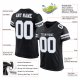 Kid's Custom Black White-Silver Mesh Authentic Football Jersey