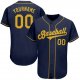 Women's Custom Navy Gold Authentic Baseball Jersey