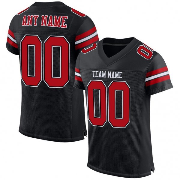 Preschool Custom Black Red-White Mesh Authentic Football Jersey