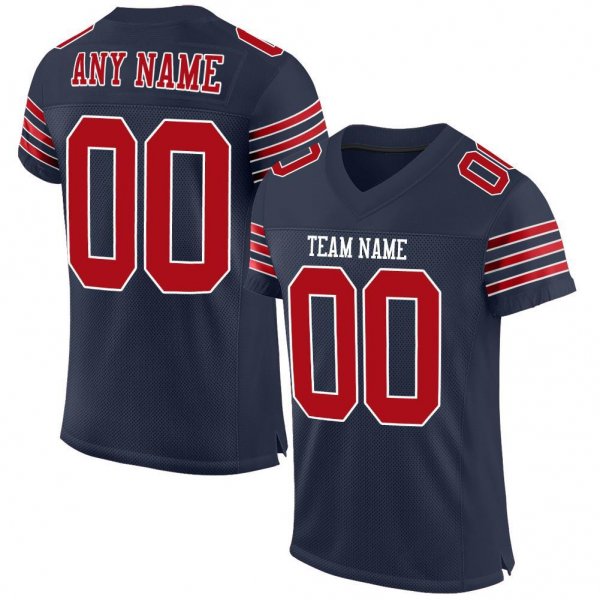 Preschool Custom Navy Red-White Mesh Authentic Football Jersey